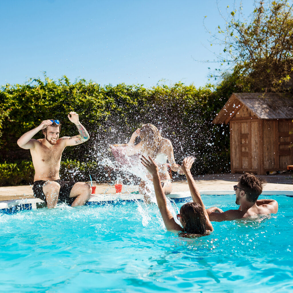 Quickshot Pool Construction People enjoing their new modern fresh pool
